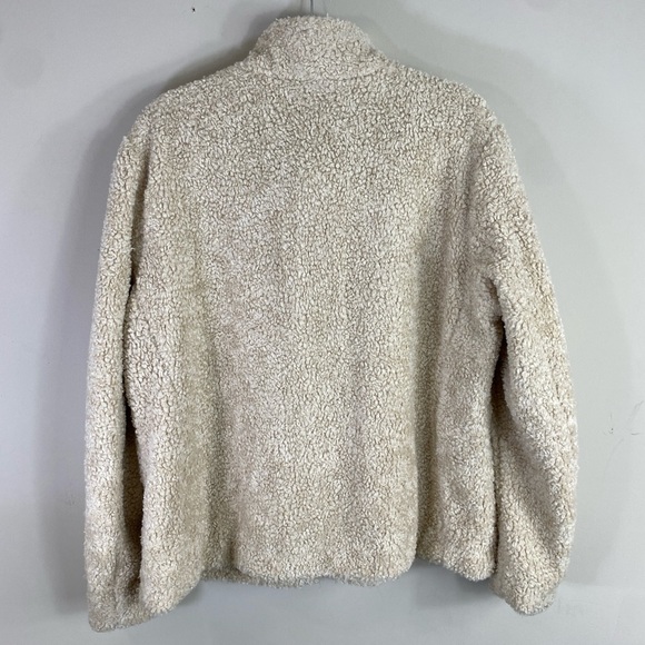 Pendleton Women’s Cream Blue Plaid Accent Fuzzy Full Zip Teddy Jacket XL - Picture 10 of 15